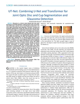 UT-Net: Combining U-Net and Transformer for Joint Optic Disc and Cup
  Segmentation and Glaucoma Detection