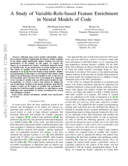 A Study of Variable-Role-based Feature Enrichment in Neural Models of
  Code