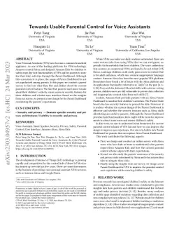 Towards Usable Parental Control for Voice Assistants