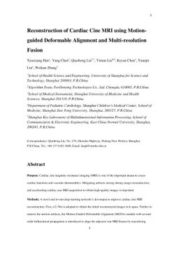 Reconstruction of Cardiac Cine MRI Using Motion-Guided Deformable
  Alignment and Multi-Resolution Fusion