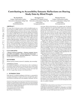 Contributing to Accessibility Datasets: Reflections on Sharing Study
  Data by Blind People