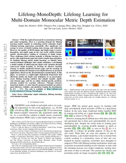 Lifelong-MonoDepth: Lifelong Learning for Multi-Domain Monocular Metric
  Depth Estimation