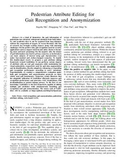 Pedestrian Attribute Editing for Gait Recognition and Anonymization
