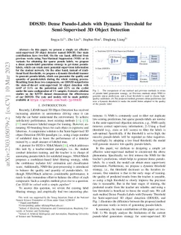 DDS3D: Dense Pseudo-Labels with Dynamic Threshold for Semi-Supervised 3D
  Object Detection
