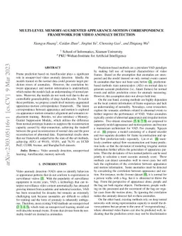 Multi-level Memory-augmented Appearance-Motion Correspondence Framework
  for Video Anomaly Detection