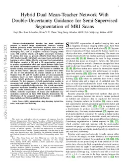 Hybrid Dual Mean-Teacher Network With Double-Uncertainty Guidance for
  Semi-Supervised Segmentation of MRI Scans
