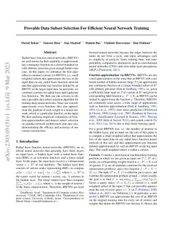 Provable Data Subset Selection For Efficient Neural Network Training