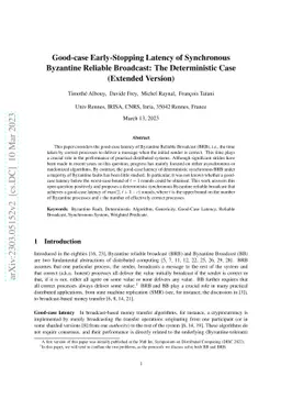 Good-case Early-Stopping Latency of Synchronous Byzantine Reliable
  Broadcast: The Deterministic Case (Extended Version)