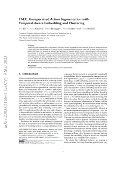 TAEC: Unsupervised Action Segmentation with Temporal-Aware Embedding and
  Clustering