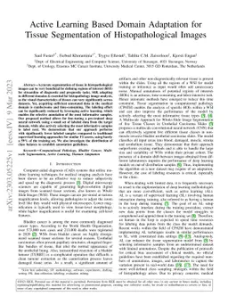 Active Learning Based Domain Adaptation for Tissue Segmentation of
  Histopathological Images