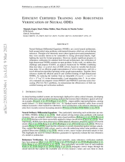 Efficient Certified Training and Robustness Verification of Neural ODEs