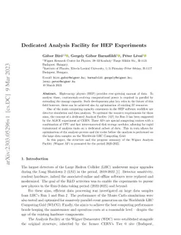 Dedicated Analysis Facility for HEP Experiments