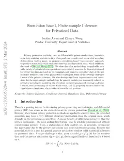 Simulation-based, Finite-sample Inference for Privatized Data