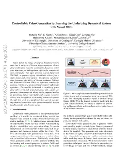 Controllable Video Generation by Learning the Underlying Dynamical
  System with Neural ODE