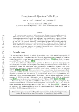 Encryption with Quantum Public Keys