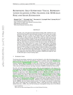 Rethinking Self-Supervised Visual Representation Learning in
  Pre-training for 3D Human Pose and Shape Estimation