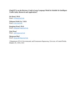 ChatGPT is on the Horizon: Could a Large Language Model be Suitable for
  Intelligent Traffic Safety Research and Applications?