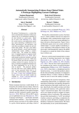 Automatically Summarizing Evidence from Clinical Trials: A Prototype
  Highlighting Current Challenges