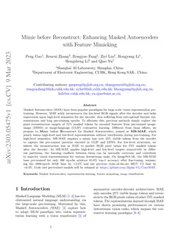 Mimic before Reconstruct: Enhancing Masked Autoencoders with Feature
  Mimicking