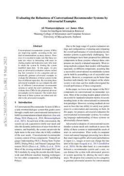 Evaluating the Robustness of Conversational Recommender Systems by
  Adversarial Examples