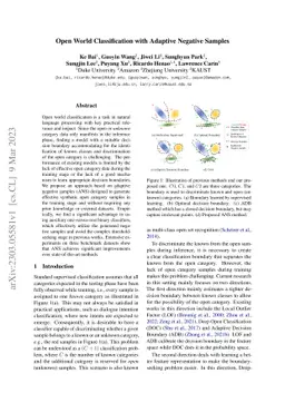 Open World Classification with Adaptive Negative Samples