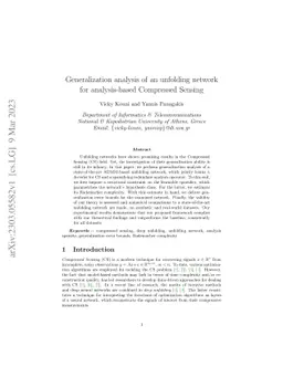 Generalization analysis of an unfolding network for analysis-based Compressed Sensing