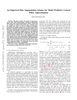 An Improved Data Augmentation Scheme for Model Predictive Control Policy
  Approximation