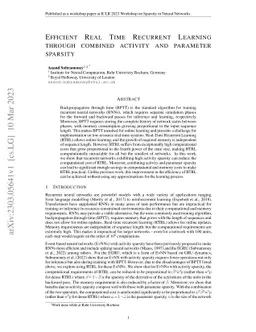 Efficient Real Time Recurrent Learning through combined activity and
  parameter sparsity