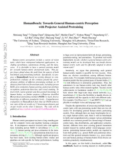 HumanBench: Towards General Human-centric Perception with Projector
  Assisted Pretraining