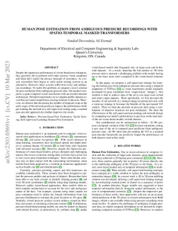 Human Pose Estimation from Ambiguous Pressure Recordings with
  Spatio-temporal Masked Transformers
