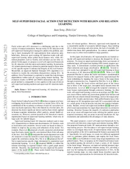 Self-supervised Facial Action Unit Detection with Region and Relation
  Learning