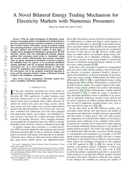 A Novel Bilateral Energy Trading Mechanism for Electricity Markets with
  Numerous Prosumers