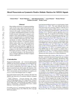 Sliced-Wasserstein on Symmetric Positive Definite Matrices for M/EEG
  Signals