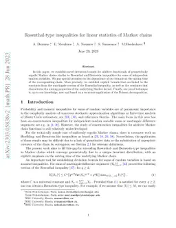 Rosenthal-type inequalities for linear statistics of Markov chains