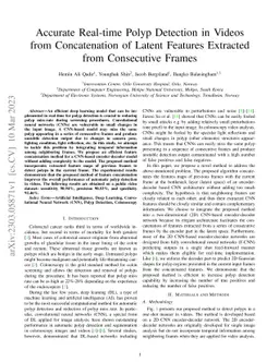 Accurate Real-time Polyp Detection in Videos from Concatenation of
  Latent Features Extracted from Consecutive Frames