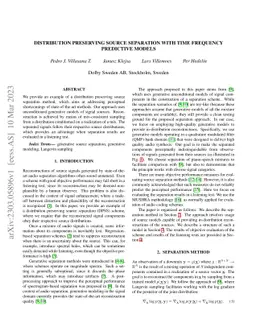 Distribution Preserving Source Separation With Time Frequency Predictive
  Models