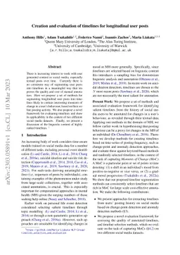 Creation and evaluation of timelines for longitudinal user posts