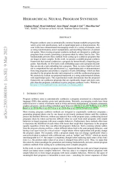 Hierarchical Neural Program Synthesis