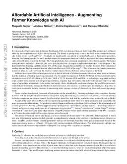 Affordable Artificial Intelligence -- Augmenting Farmer Knowledge with
  AI