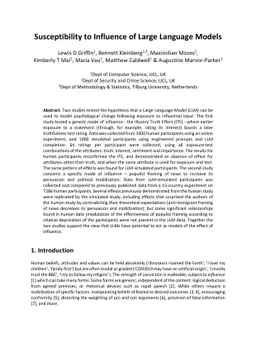 Susceptibility to Influence of Large Language Models