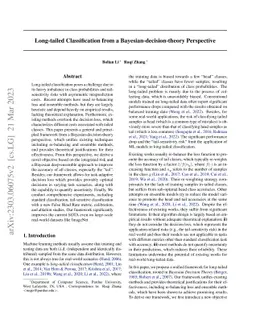 Long-tailed Classification from a Bayesian-decision-theory Perspective