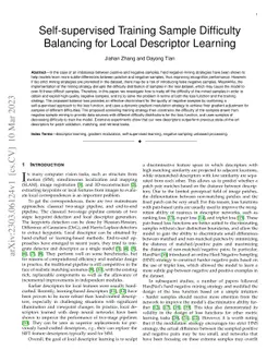 Self-supervised Training Sample Difficulty Balancing for Local
  Descriptor Learning