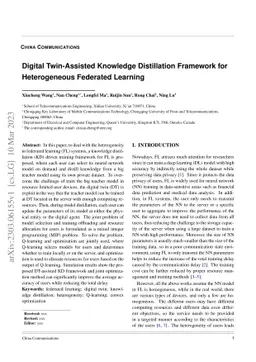 Digital Twin-Assisted Knowledge Distillation Framework for Heterogeneous
  Federated Learning