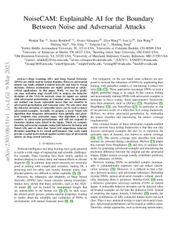 NoiseCAM: Explainable AI for the Boundary Between Noise and Adversarial
  Attacks