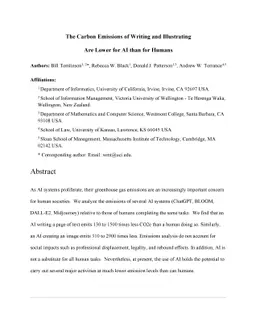 The Carbon Emissions of Writing and Illustrating Are Lower for AI than
  for Humans