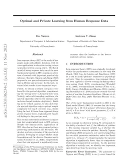 Optimal and Private Learning from Human Response Data