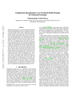Complement Sparsification: Low-Overhead Model Pruning for Federated
  Learning