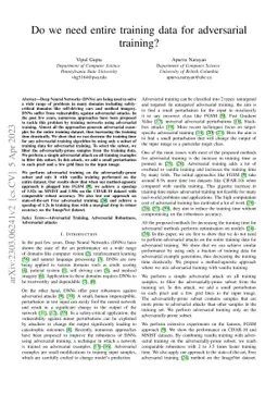 Do we need entire training data for adversarial training?