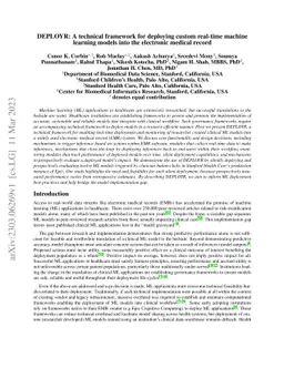DEPLOYR: A technical framework for deploying custom real-time machine
  learning models into the electronic medical record