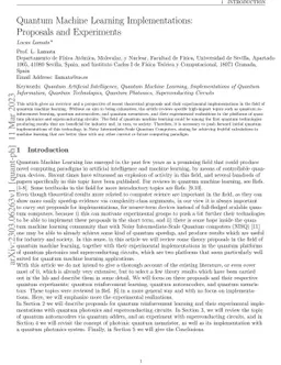 Quantum Machine Learning Implementations: Proposals and Experiments